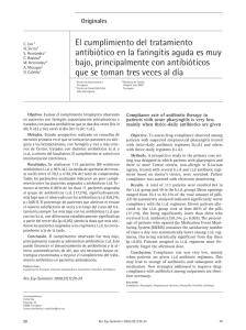 El cumplimiento del tratamiento antibiótico en la faringitis
