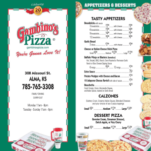 tasty appetizers - Gambino`s Pizza