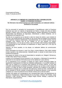 Comunicado de Prensa Calvià, 16 de julio de 2016 ARRANCA LA
