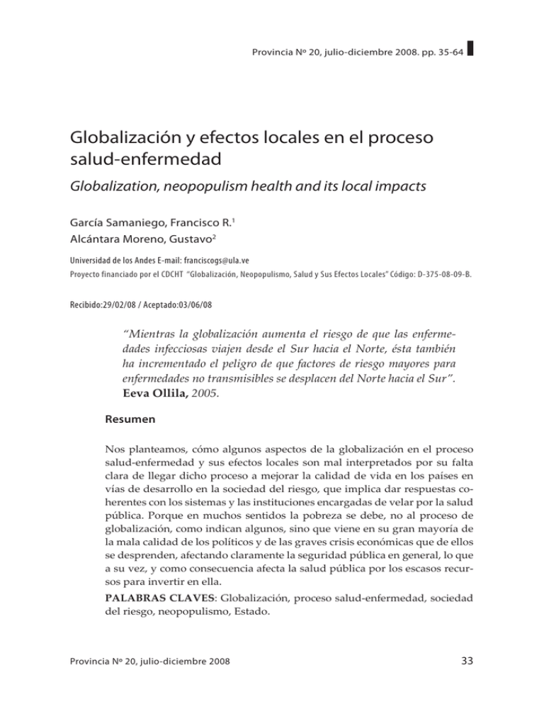 Globalización Y Efectos Locales En El Proceso Salud