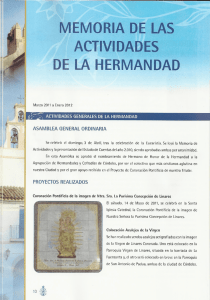 MEMORIA DE LAS ACTIVIDADES DE LA HERMANDAD