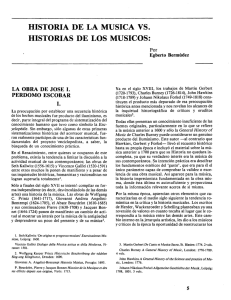 HISTORIA DE LA MUSICA VS. HISTORIAS DE LOS MUSICOS: