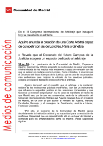 Aguirre anuncia la creación de una Corte Arbitral capaz de competir