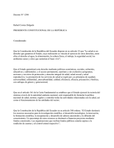 Decreto N&deg; 1290 Rafael Correa Delgado PRESIDENTE