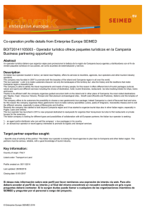 Co-operation profile details from Enterprise Europe SEIMED