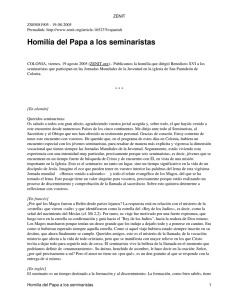 Homilía del Papa a los seminaristas
