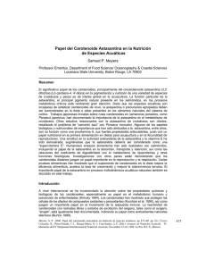 Papel del Carotenoide Astaxantina en la Nutrición de Especies