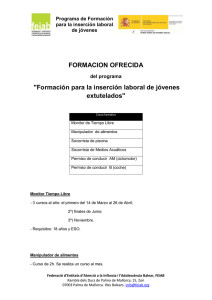 FORMACION OFRECIDA "Formación para la inserción