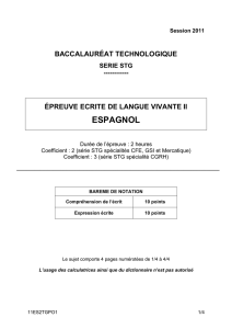 Sujet officiel complet du bac STG Espagnol LV2 2011