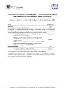 Baremos admision - Universidad de Granada