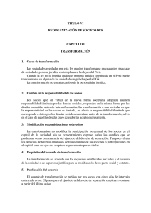 TITULO VI REORGANIZACIÓN DE SOCIEDADES CAPITULO I