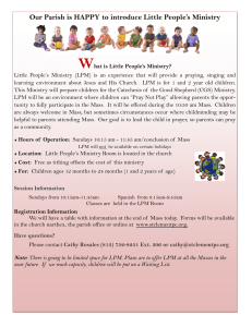 Our Parish is HAPPY to introduce Little People`s Ministry