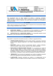 procedimiento para la recepción, clasificación y entrega de la