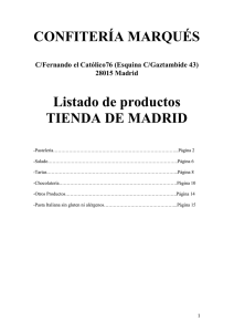 CONFITERÍA MARQUÉS Listado de productos TIENDA DE MADRID