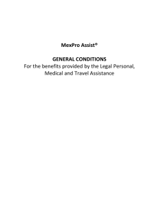 MexPro Assist® GENERAL CONDITIONS For the benefits provided