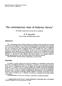 The contemporary state of behavior theory1