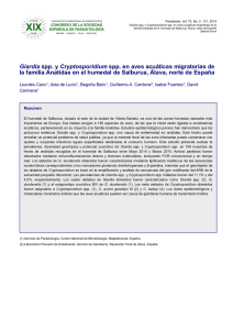 Giardia spp. y Cryptosporidium spp. en aves acuáticas