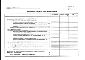 PROVISIONES TÉCNICAS A CUBRIR SEGUROS DE VIDA.