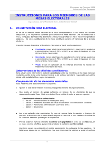 instrucciones para los miembros de las mesas electorales