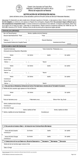 Solicitud de certificación de asuntos no contenciosos ante 