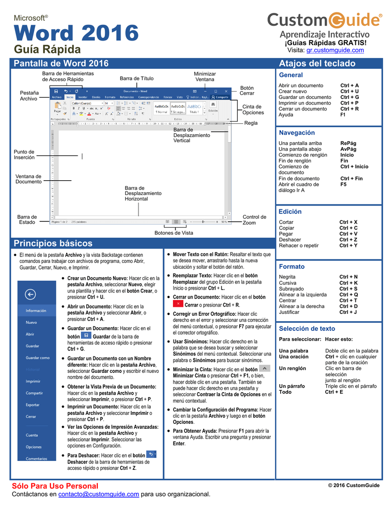 Microsoft Word 2016 - Guía Rápida