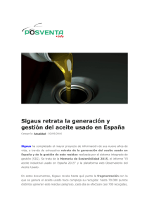 Sigaus retrata la generación y gestión del aceite usado en