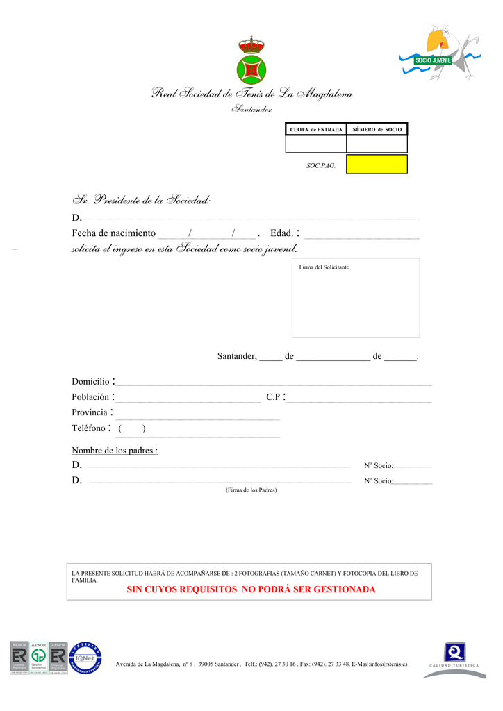 Real Sociedad De Tenis De La Magdalena Sr Presidente De La