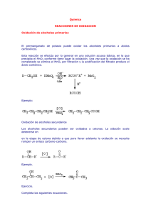 Química REACCIONES DE OXIDACION Oxidación de alcoholes