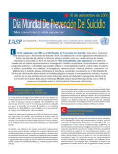 C OMPORTAMIENTO SUICIDA: LO QUE SABEMOS E l 10 de