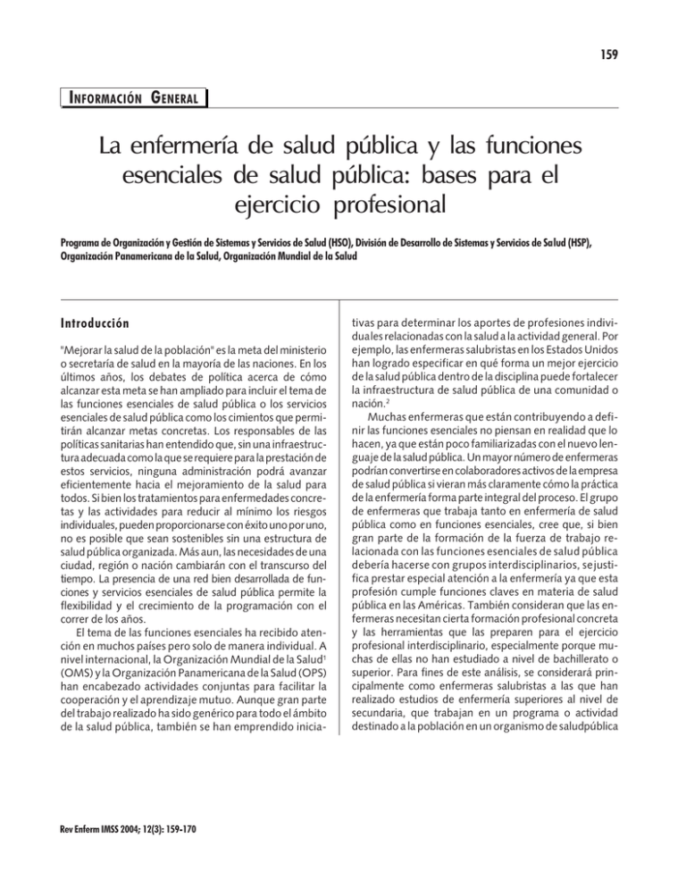 La Enfermería De Salud Pública Y Las Funciones