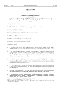 DIRECTIVA (UE) 2016/ 856 DEL CONSEJO - de 25 de