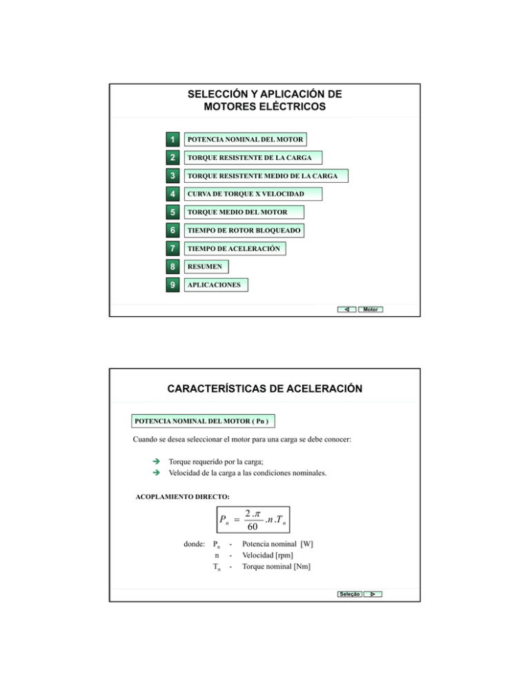 SELECCIÓN Y APLICACIÓN DE MOTORES ELÉCTRICOS
