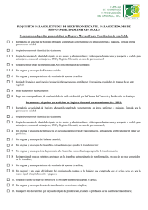 REQUISITOS PARA SOLICITUDES DE REGISTRO MERCANTIL