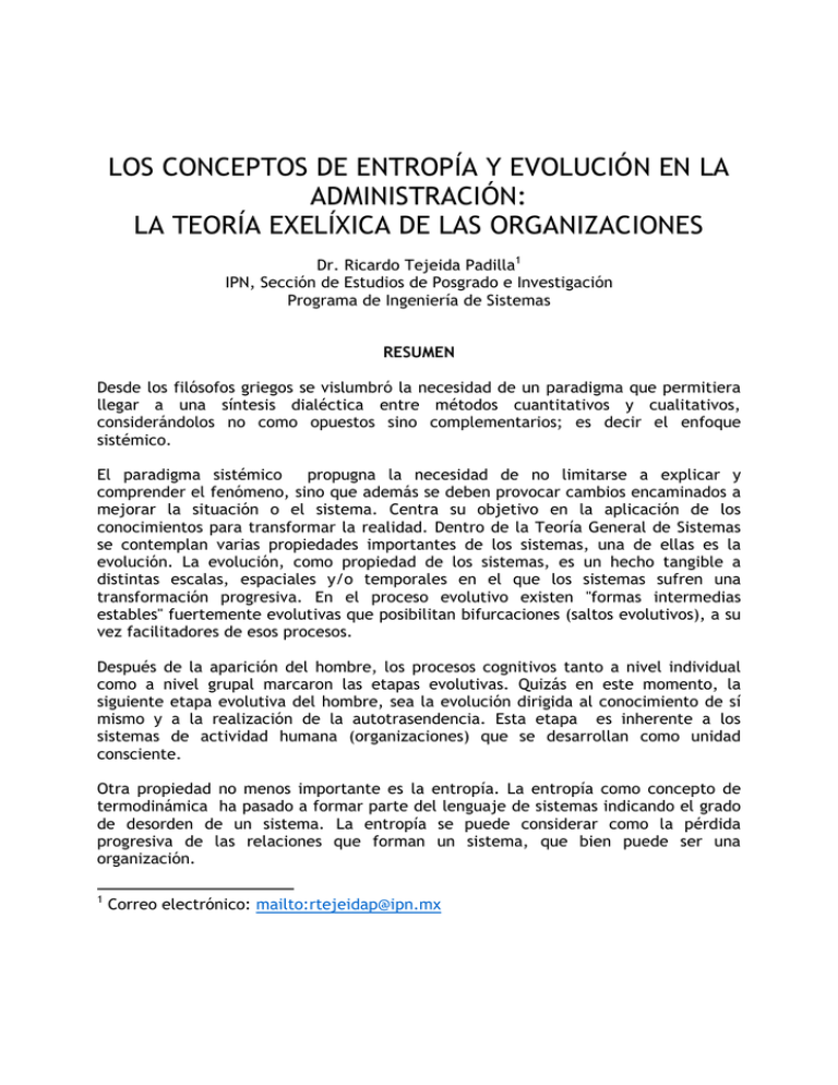 Los Conceptos De Entrop a Y Evoluci n En La