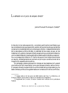 La adhesión en el juicio de amparo directo