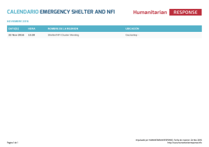 Calendario Emergency Shelter and NFI | HumanitarianResponse