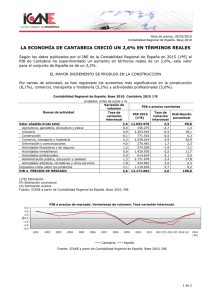 LA ECONOMÍA DE CANTABRIA CRECIÓ UN 2,6% EN TÉRMINOS