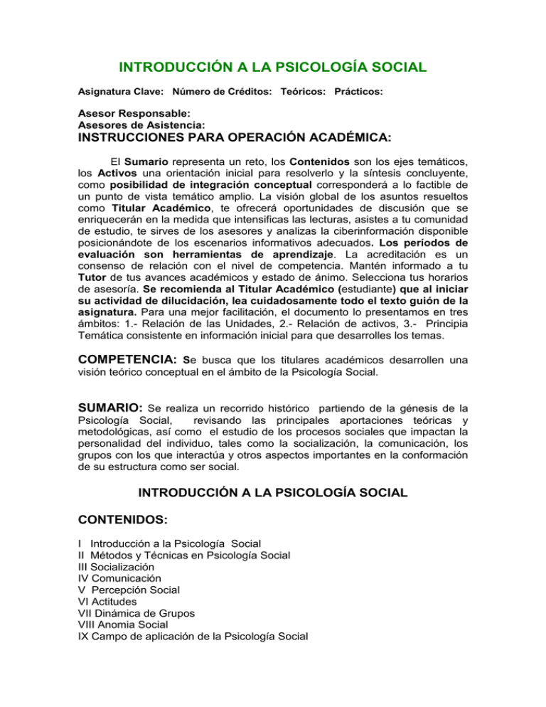 Introducción A La Psicología Social