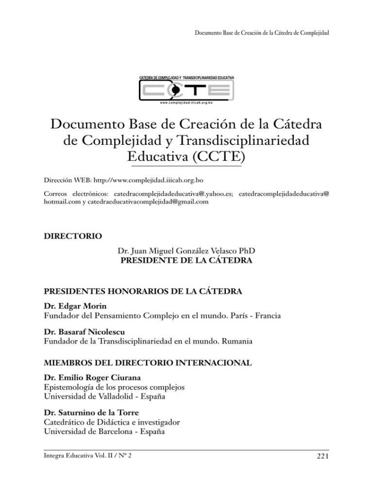 Documento Base De Creaci n De La C tedra De Complejidad Y