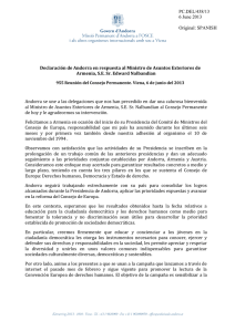 Declaración de Andorra en respuesta al Ministro de Asuntos