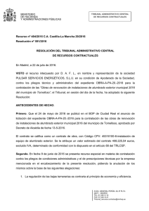 Recurso nº 484/2016 C.A. Castilla-La Mancha 29/2016 Resolución