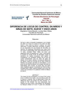 Diferencia de Locus de Control en niños y niñas de siete
