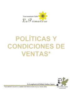 POLÍTICAS Y CONDICIONES DE VENTAS*