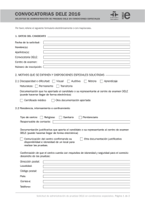 Formulario de solicitud de condiciones especiales - DELE