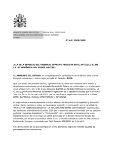 Nº A.E. 2209/2009 A LA SALA ESPECIAL DEL TRIBUNAL