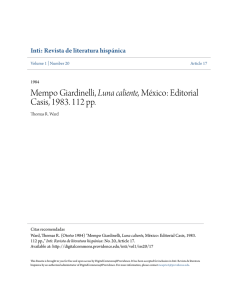 Mempo Giardinelli, Luna caliente, MÃ©xico: Editorial Casis, 1983
