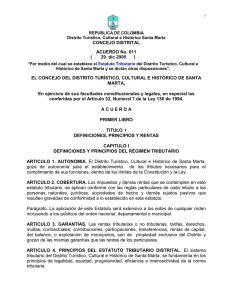 Acuerdo 011 de 2006 - Alcaldía Distrital de Santa Marta