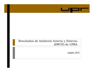 Resultados de Ambiente Interno y Externo (SWOT) de UPRA