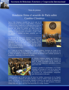 Honduras firma el acuerdo de París sobre Cambio Climático
