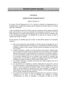 REGISTRO AGRARIO NACIONAL COLONIAS ADOPCION DEL